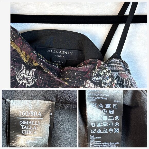 ALLSAINTS Womens Giulia Scarf Dress Sz Small Paisley Boho Handkerchief Hem - Picture 10 of 12